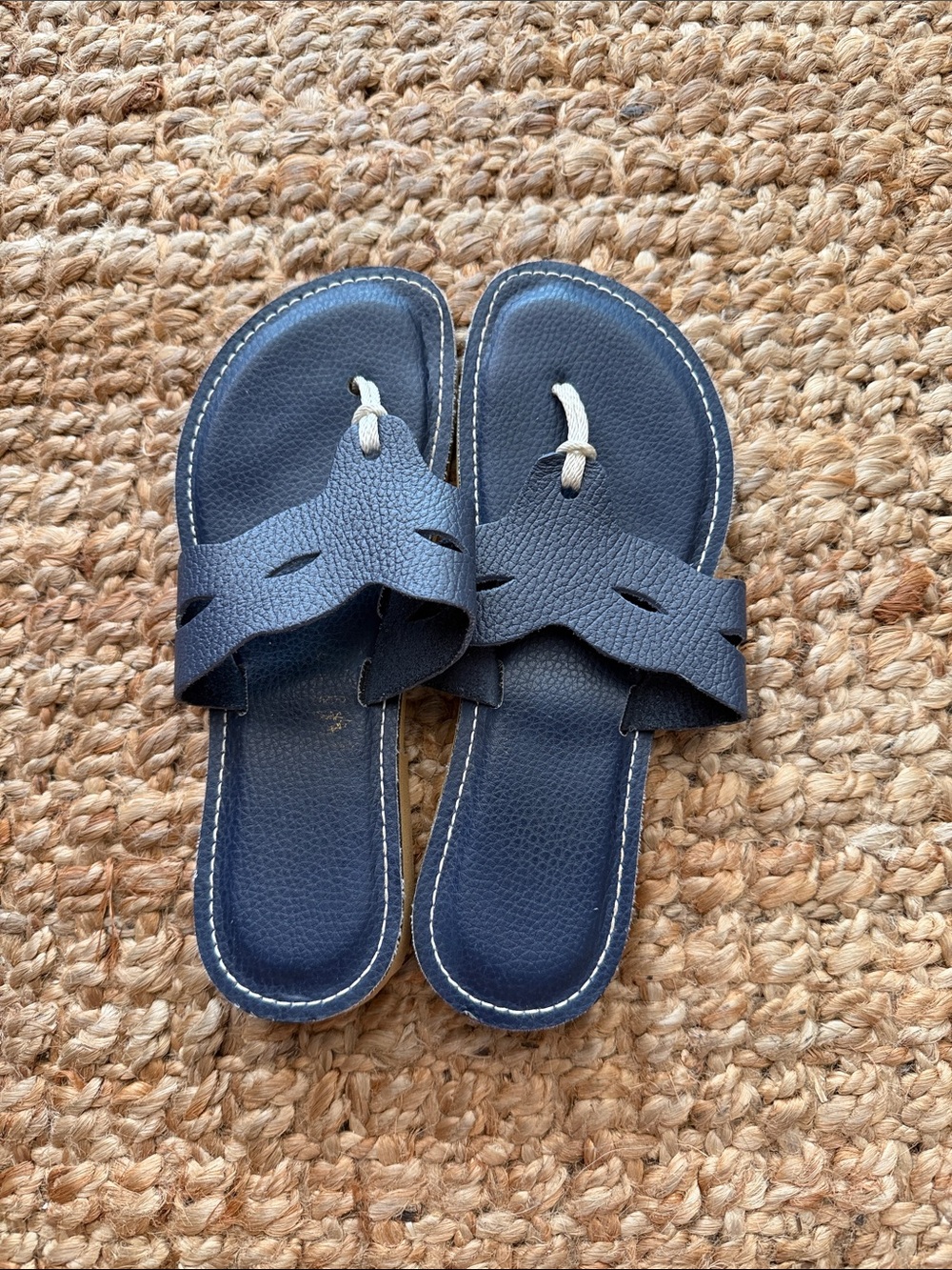 Women’s Navy Leather Kino Sandals handmade in Key West!